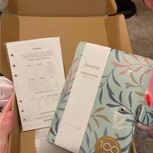 filoFAX Personal Organizer with Blue and Green Leaf Design